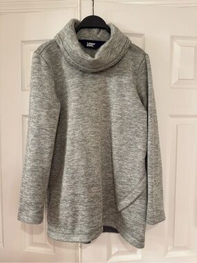 Land's End Fleece Cow Neck Tunic Grey Heathered Sweatshirt Sweater Women M 10-12